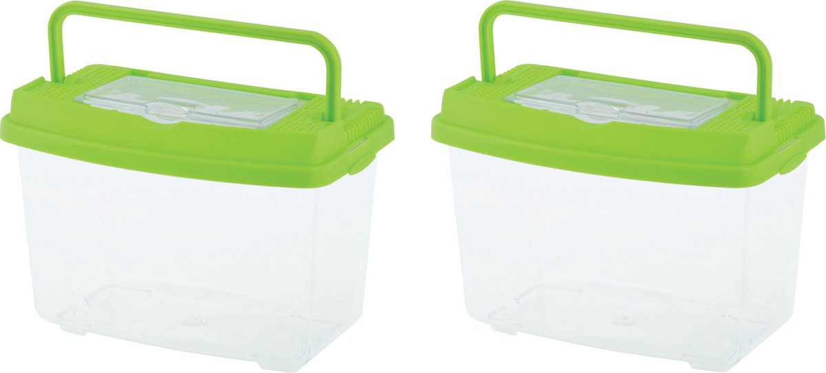 2x stuks kunststof insectenkijkers/insectenstudiedozen transparant 18 cm - insectenpotjes