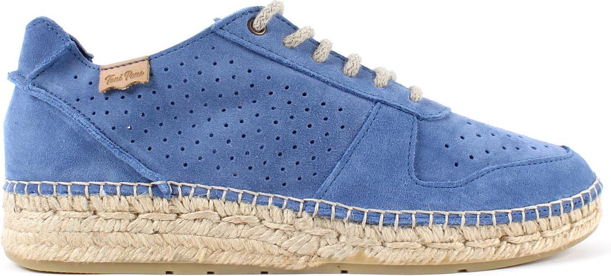 Toni Pons Monica Dames Espadrilles met vetersluiting - Blauw - Maat 38
