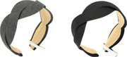 2 pack - Gevlochten dames diadeem - grijs en zwart - haarband vlecht
