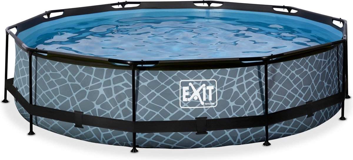 EXIT Stone zwembad ø360x76cm met filterpomp - grijs