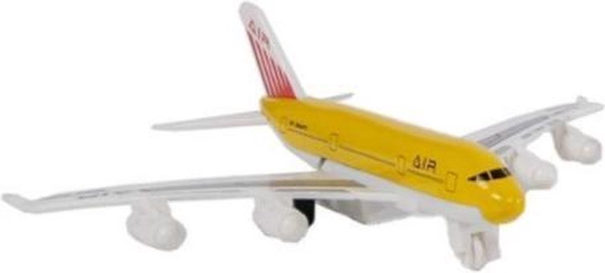 2-play Vliegtuig Jongens 14 Cm Die-cast Pull-back Geel/wit