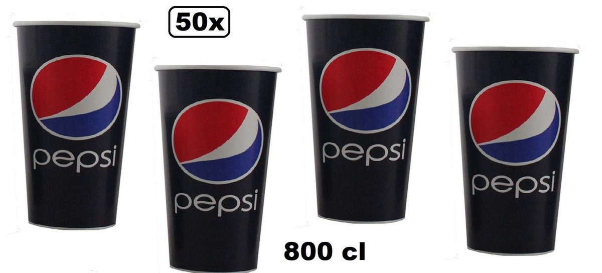 50x Pepsi Cold cup-beker Mega  800ml - cola sinas water ijsthee milkshake drank beker karton festival feest party limonade tuin