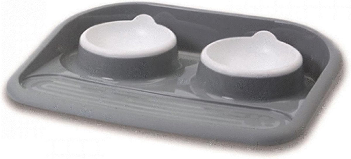 Savic butler voerbak en drinkbak met plateau en antislip voetjes 2x300 ml
