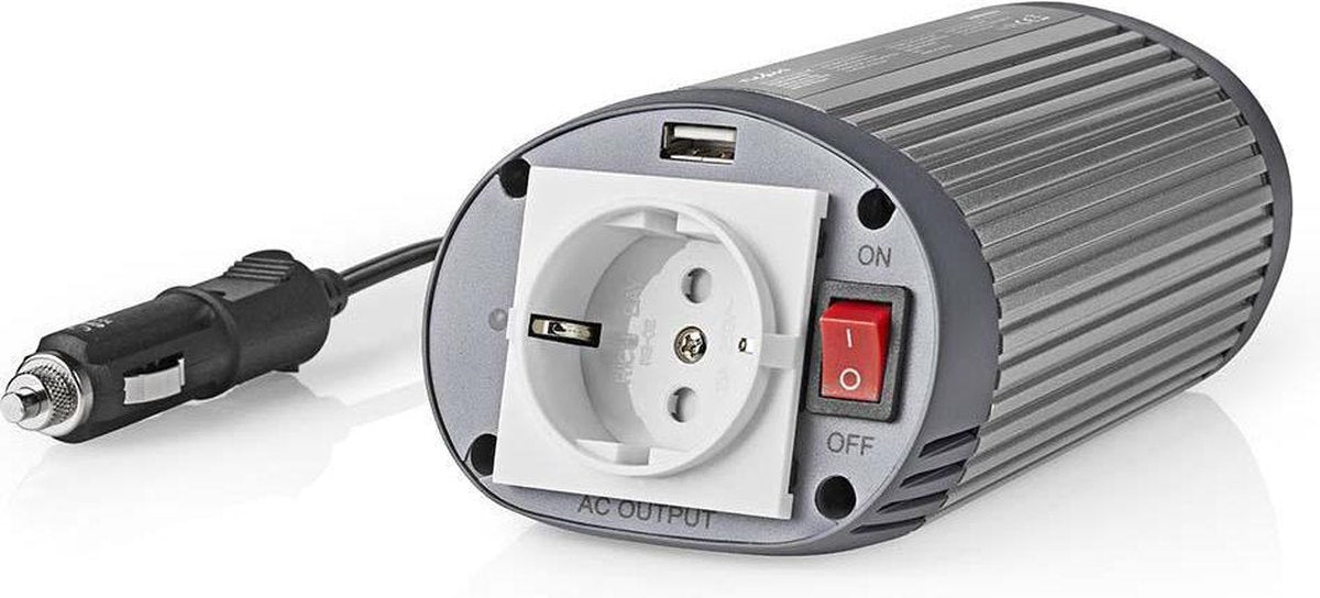 HQ Omvormer auto 12V - 230V stopcontact 150W + USB aansluiting