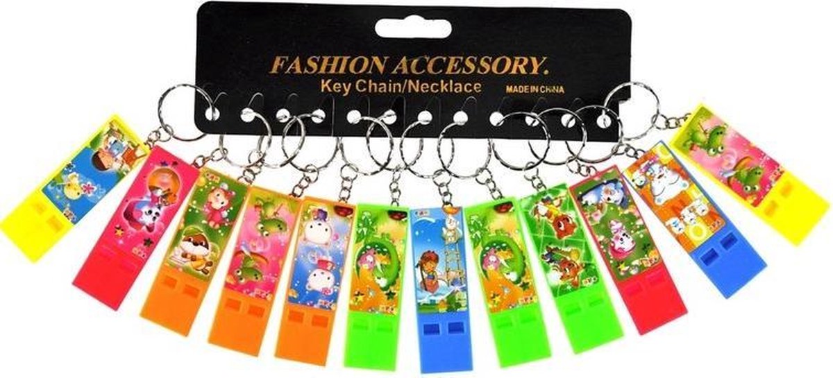 12 stuks sleutelhanger met fluit - uitdeelcadeautjes