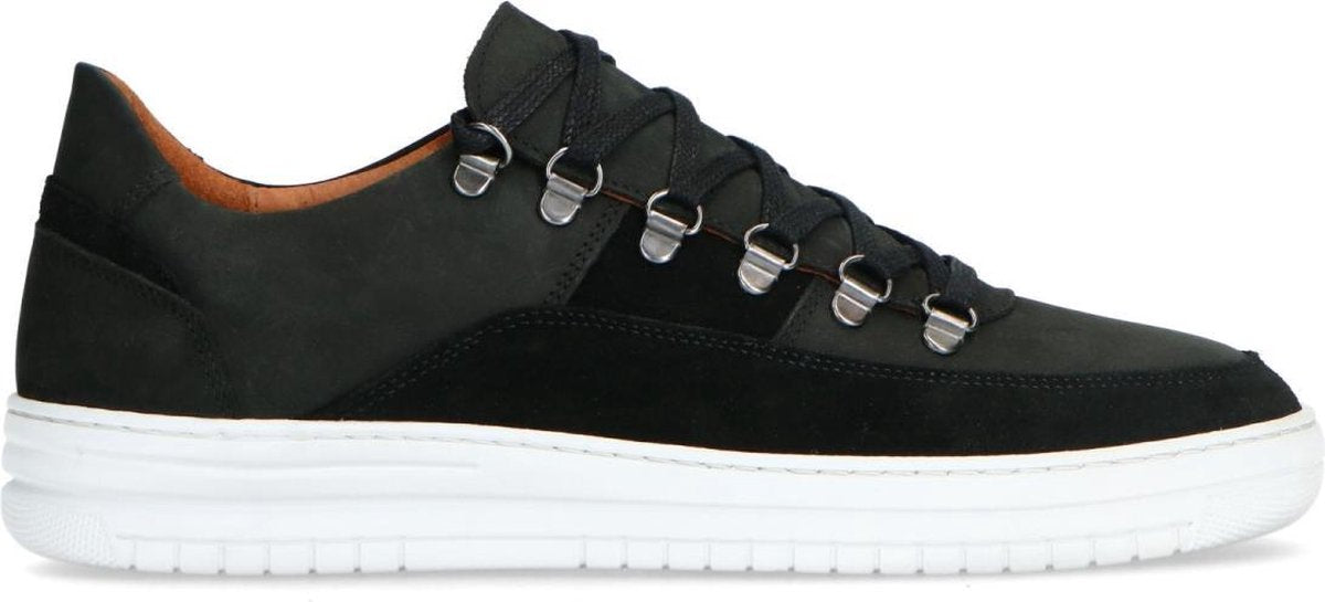 Manfield - Heren - Zwarte nubuck sneakers - Maat 44