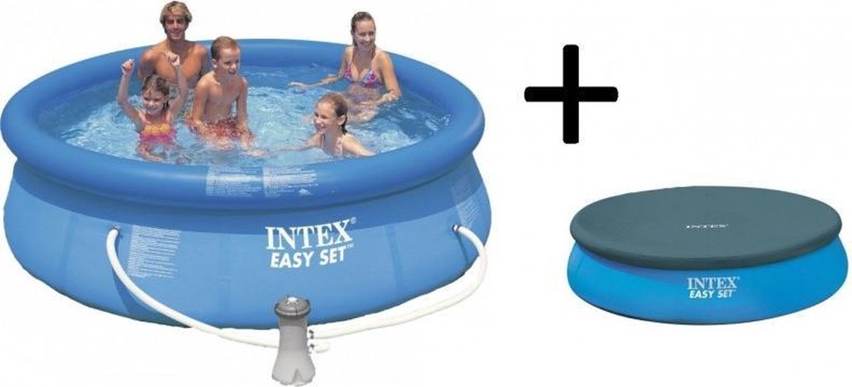 Intex Easy Set Opblaasbaar Zwembad - 305 cm - Inclusief Filterpomp en Afdekhoes