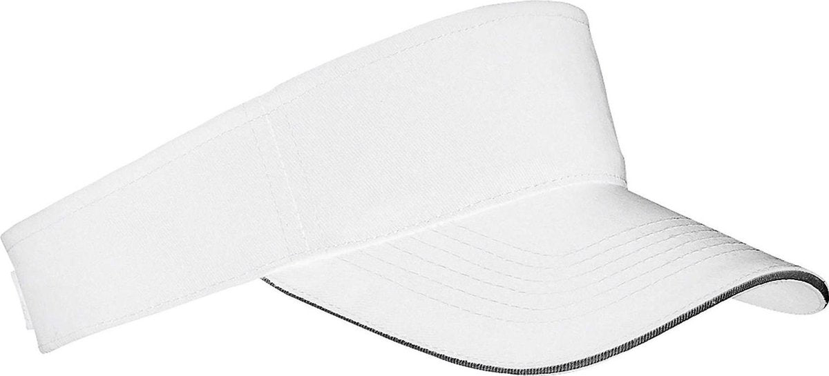 Wit/zwart zonneklep petje voor volwassenen - Katoenen witte/witte zonnekleppen met klittenbandsluiting - Dames/heren