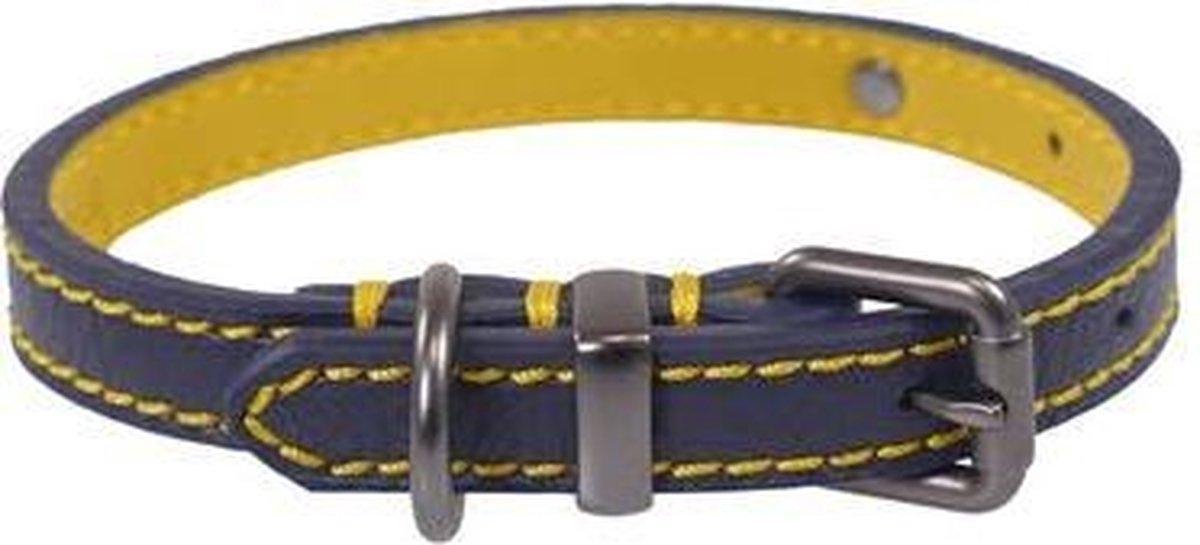 Joules halsband voor hond  leer navy 56-66x3