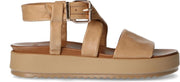Manfield - Dames - Beige leren plateau sandalen - Maat 40