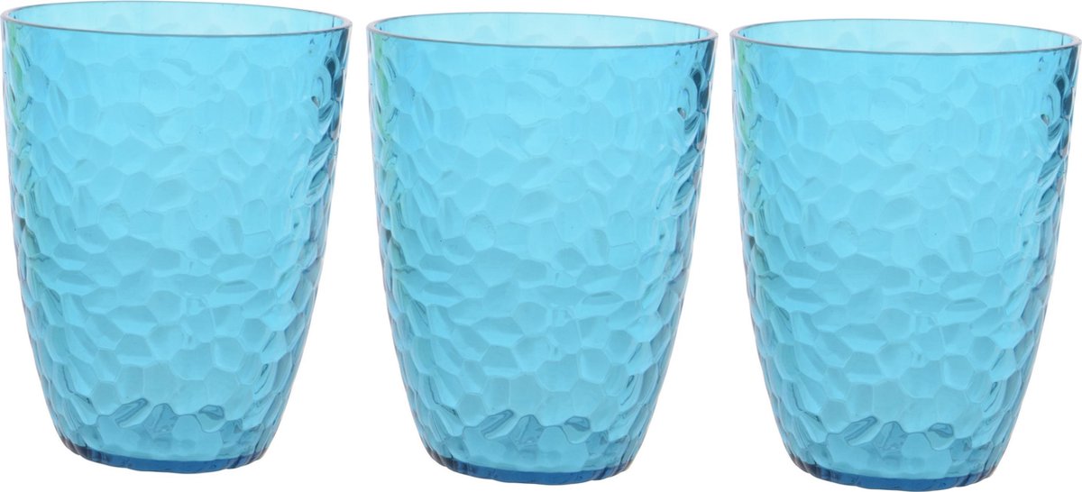 4x stuks kunststof bekers blauw 20 cl - Campingservies drinkbekers herbruikbaar