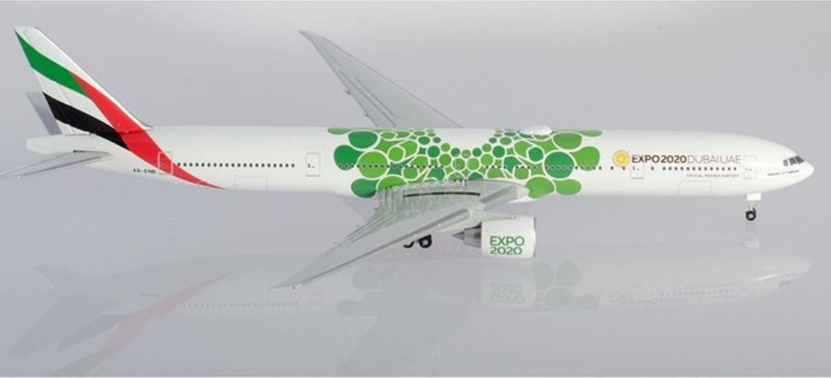 Herpa Boeing vliegtuig Emirates- 777-300ER Expo Dubai Sustainability