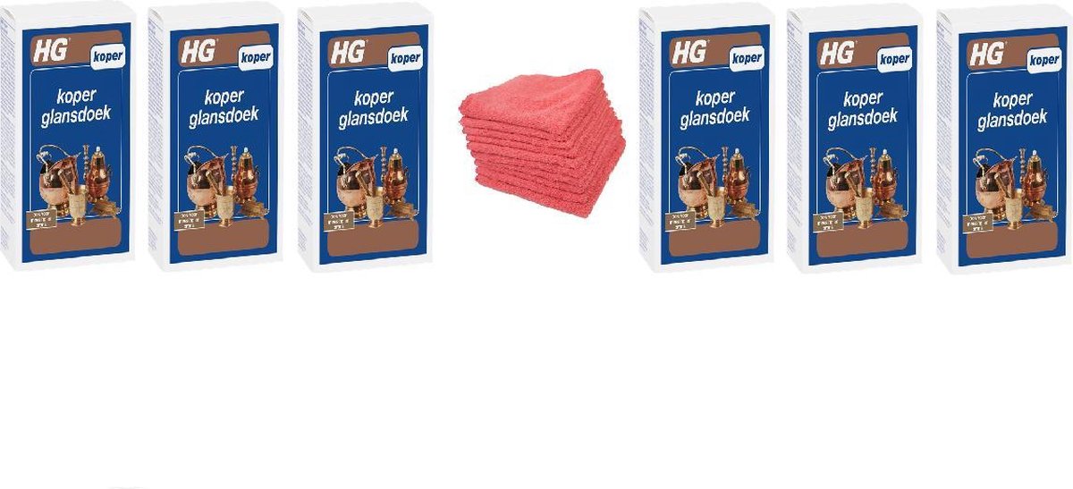HG koper glansdoek Doos 6 Stuks + 10 Microvezeldoeken