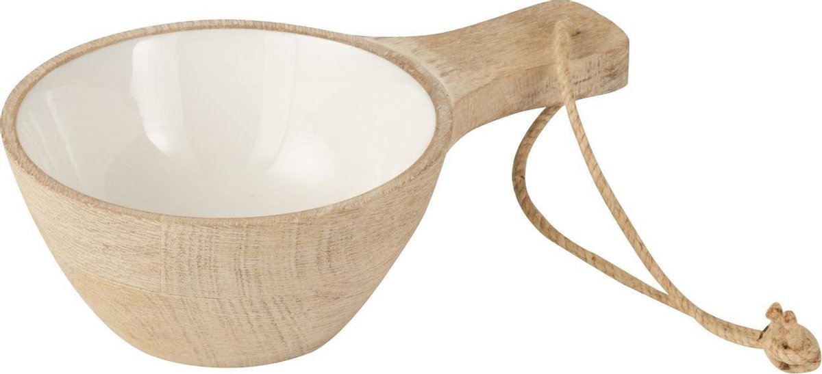 J-Line Kom Handvat Mango Hout Whitewash