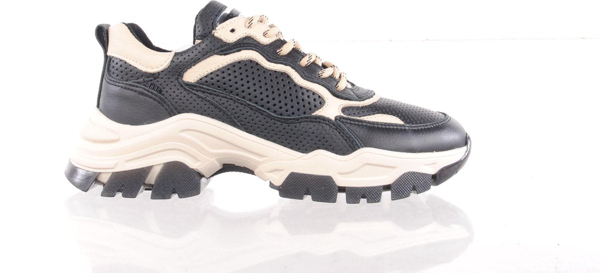 BRONX Damessneaker - 66366 - zwart/beige - maat 40