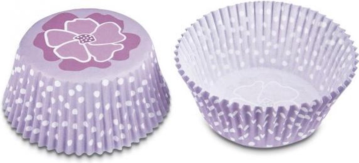 "Papieren cupcake vormpjes paarse bloem