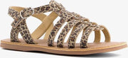 Groot leren meisjes sandalen met luipaardprint - Bruin - Maat 34