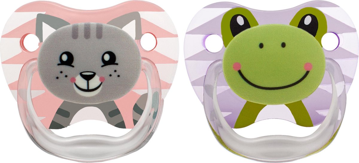 Dr Brown's Fopspeen - Animal Faces - Fase 1 - 0-3 Maanden - Roze - 2-pack