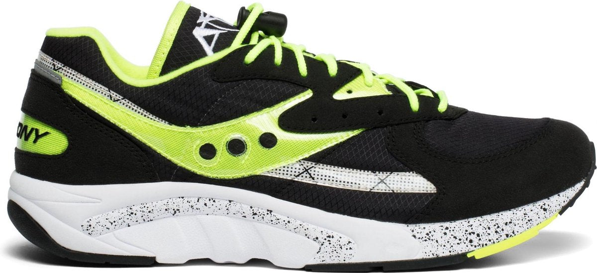Saucony - Heren Sneakers Aya Black/Neon - Zwart - Maat 41