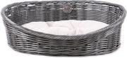 D&D Rustic rattan met kussen Grijs/antraciet L - 63x50x21cm