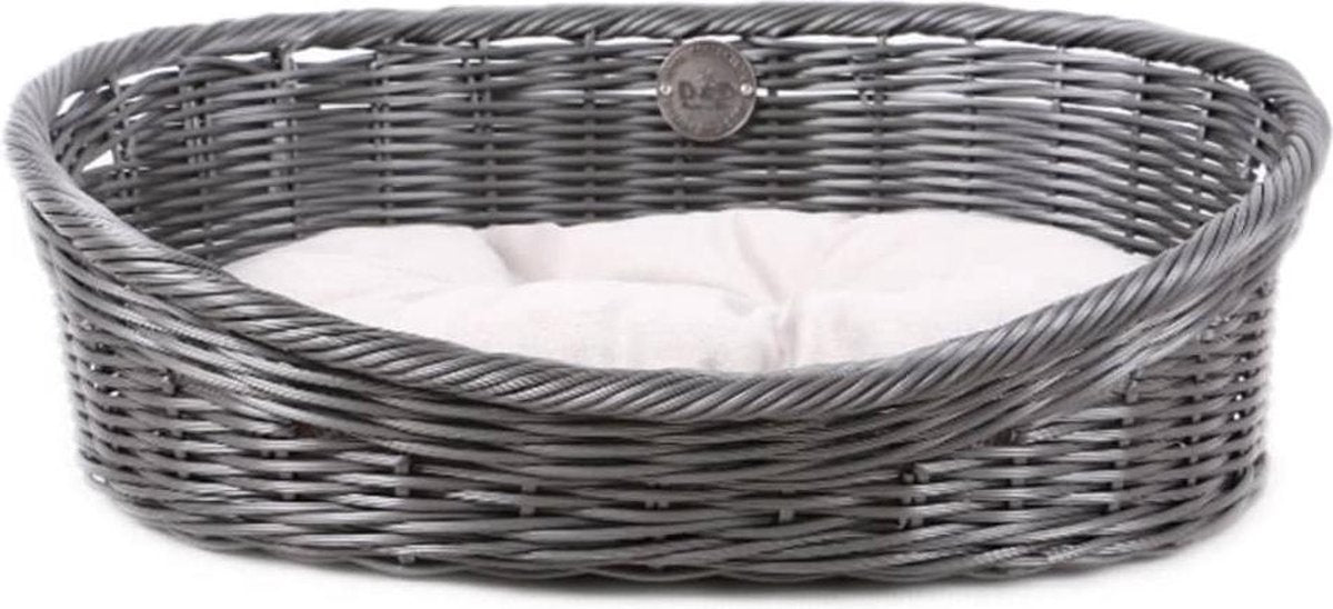 D&D D&D Huisdierenbed rustiek met kussen XL rattan grijs
