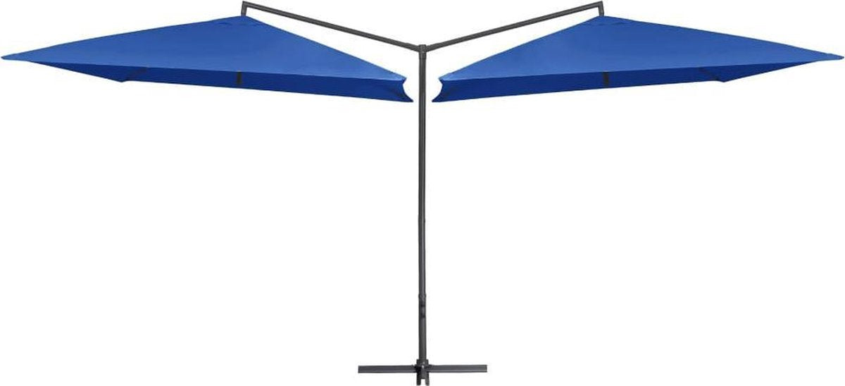 Parasol dubbel met stalen paal 250x250 cm azuurblauw