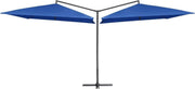 Parasol dubbel met stalen paal 250x250 cm azuurblauw