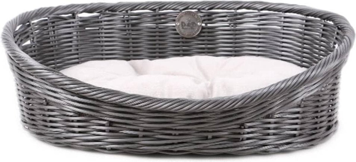 D&D D&D Huisdierenbed rustiek met kussen XS rattan grijs