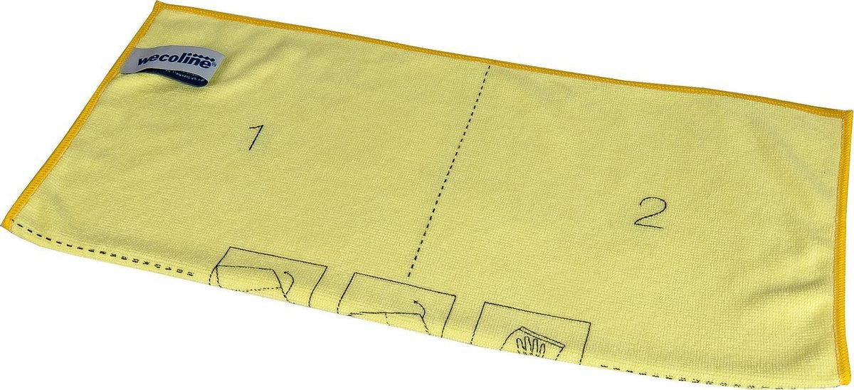 Wecoline Microvezel reinigingsdoek met vouwinstructie Geel 10 stuks