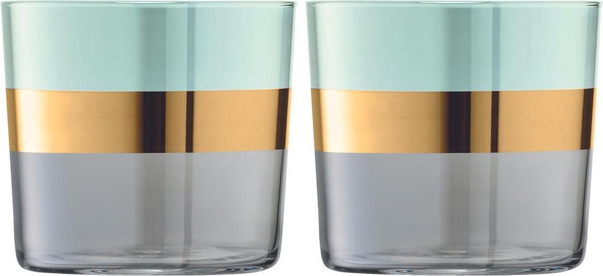 L.S.A. Bangle Waterglas - 310 ml - Set van 2 Stuks - Metallic Groen