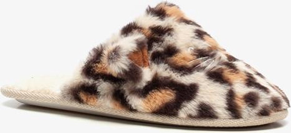 Thu!s dames pantoffels met luipaardprint - Bruin - Maat 39/40