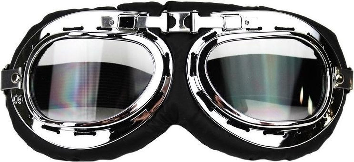 chrome motorbril helder glas
