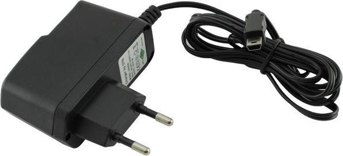 VHBW USB Mini B thuislader met vaste kabel - 2A / zwart - 1