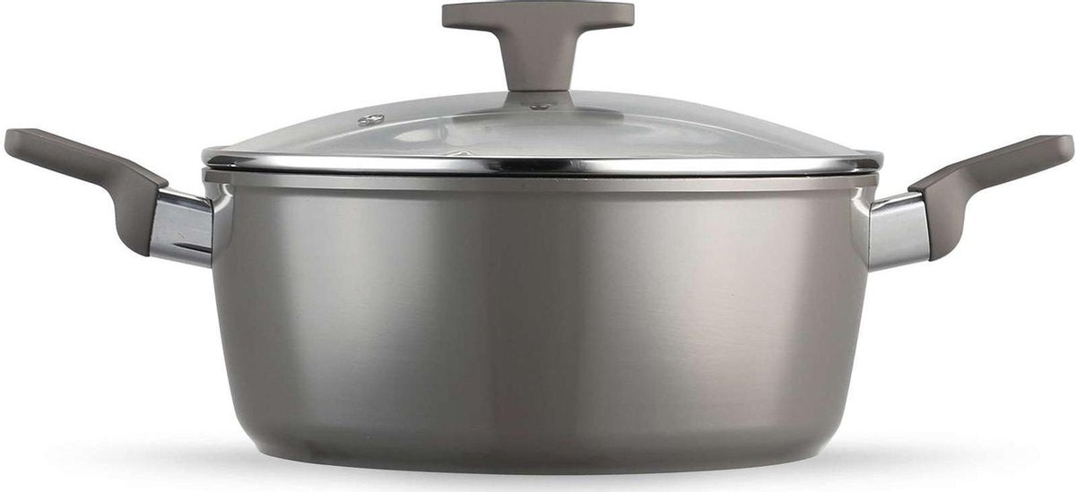 YILTEX  - Kookpot – Kookpan – Blackstone  - Met Glazen Deksel - Ø20cm – Keramisch - Inductie