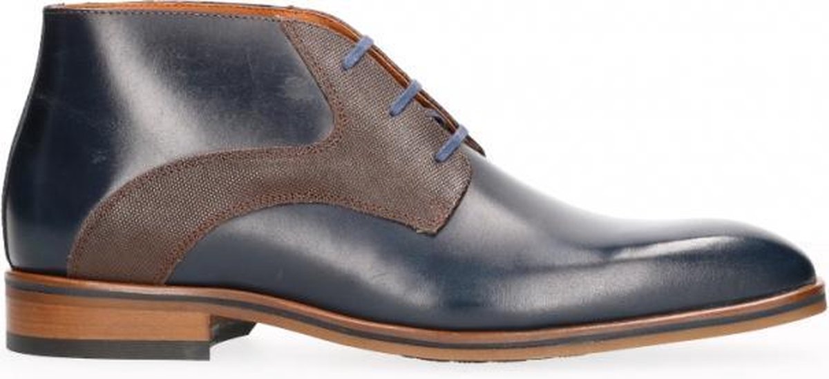 Van Dalen  - Geklede Veterboot Leer - Mens - Blue - 43