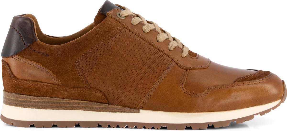 Travelin' Worcester - Casual leren herensneakers - Veterschoen - Cognac Bruin Leer - Maat 48