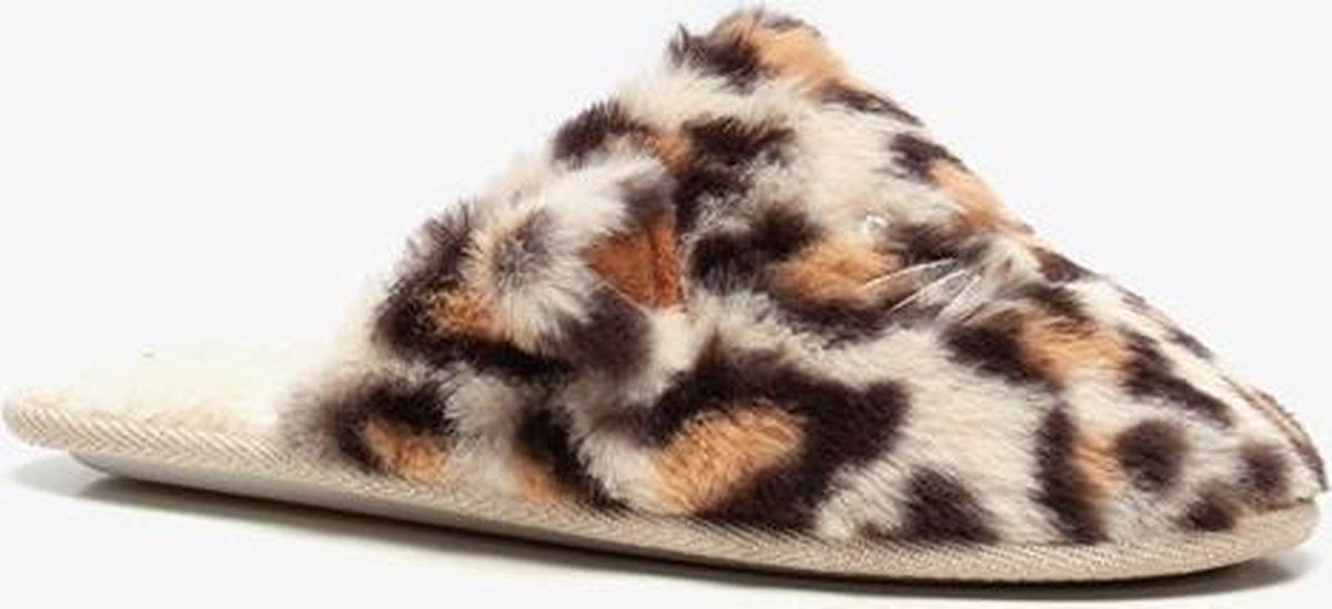 Thu!s dames pantoffels met luipaardprint - Bruin - Maat 37/38