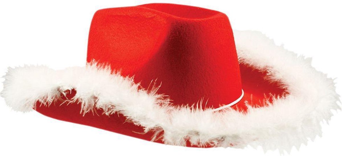 Luxe Cowboyhoed Kerstmuts Rood