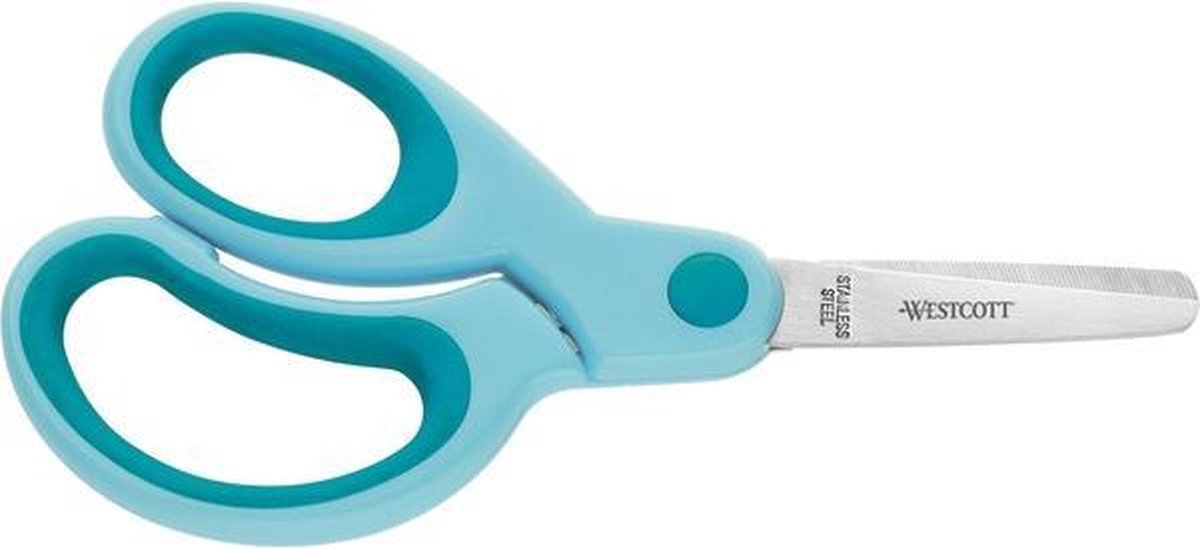 Schaar Westcott Kids 13cm - LH softgrip ronde punt turquoi
