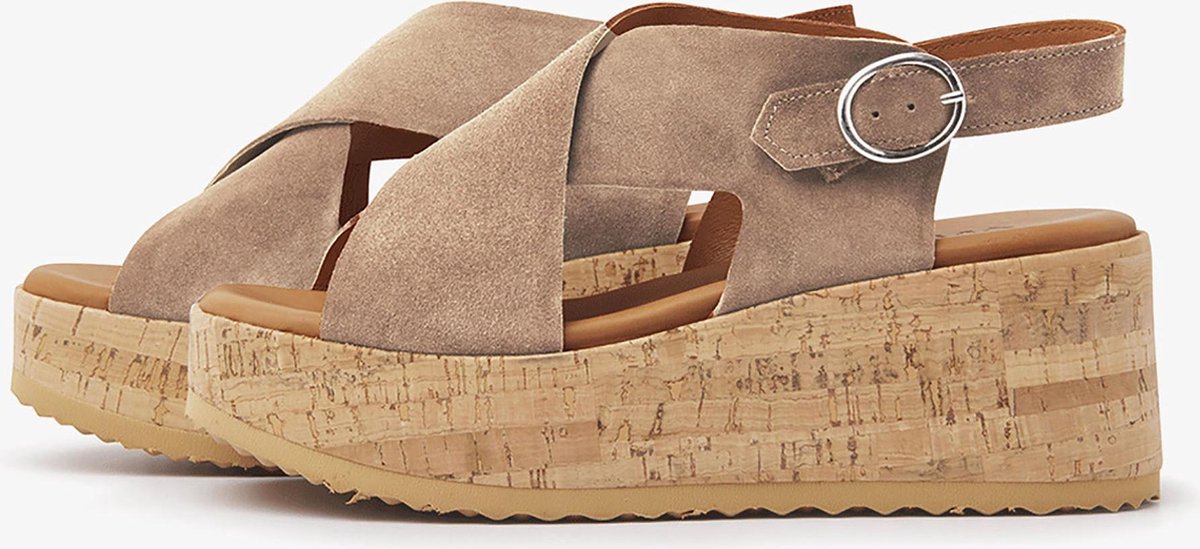VIA VAI Sissel Raise Sandalen - Met Sleehak - Taupe - Maat 39