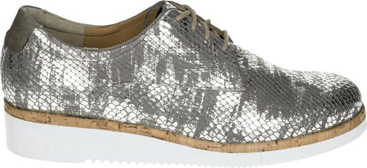 Durea 6191 G - Volwassenen Dames sneakersDames veterschoenen - Kleur: Wit/beige - Maat: 41