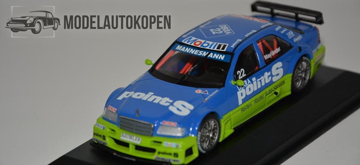 1995 Mercedes C Klasse DTM Team Persson B. Mayländer (Blauw) 1/43 Minichamps - Modelauto - Schaalmodel - Model auto - Miniatuurautos - Miniatuur auto