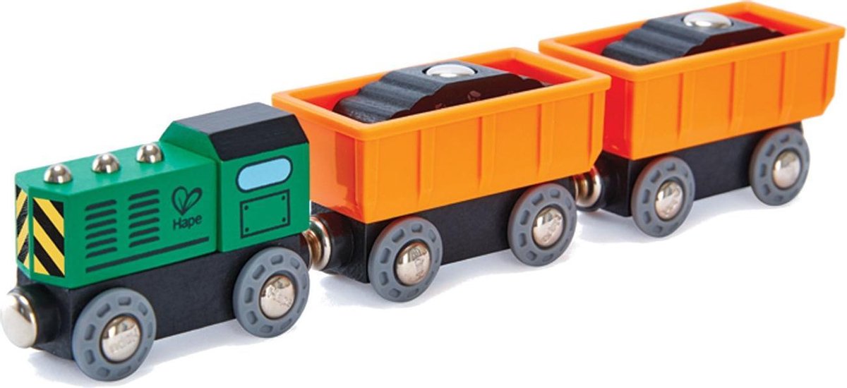Hape Diesel Goederentrein 5-delig Groen/oranje/zwart
