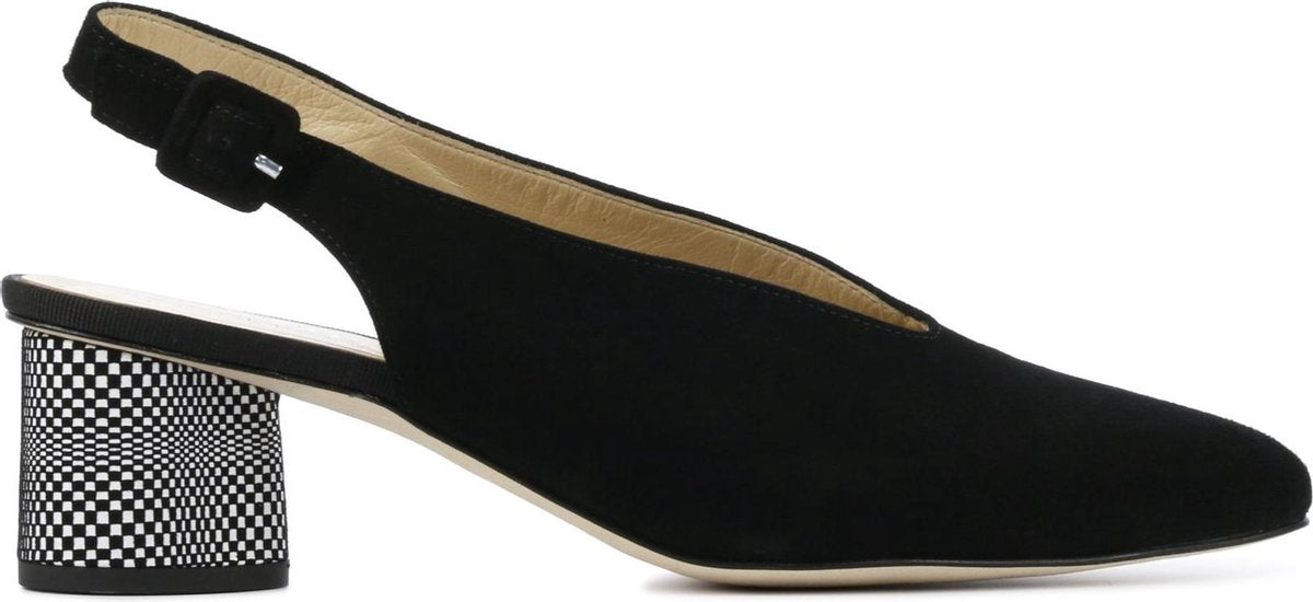 Brunate Vrouwen Suède  Pumps / Damesschoenen Blokhak hoogte 5 - 5.5 cm   - 51047 - Zwart - Maat 37.5