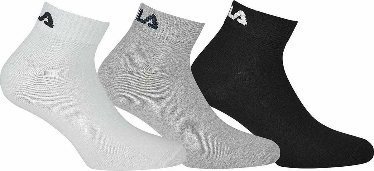 Fila - Ankle Socks 3-Pack - Grijs/Wit/Zwart - Heren - maat  39-42