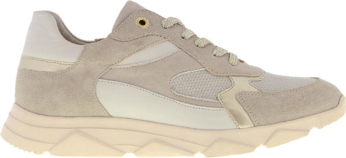 Tango | Kady 23-d beige/gold combi sneaker - off white sole | Maat: 37