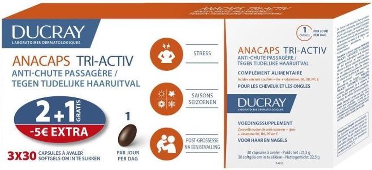 Ducray Anacaps Capsules Tri-Activ Complément Alimentaire 3x30