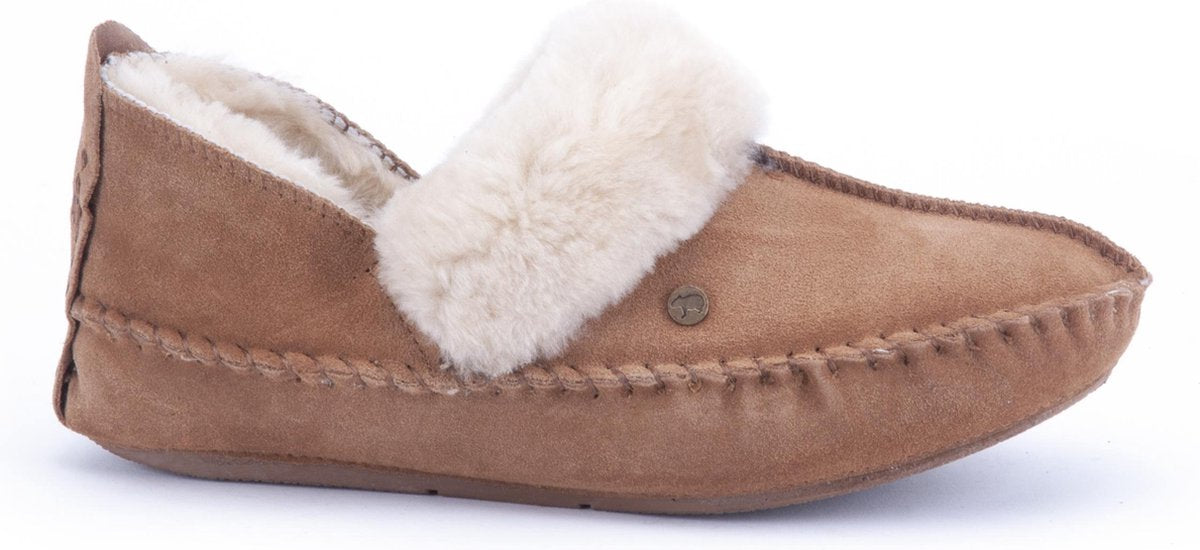 Warmbat Barrine Suede Dames Pantoffels - Cognac - Maat 39