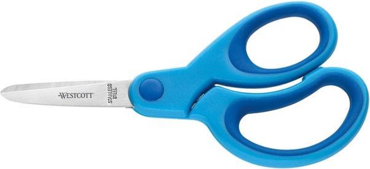 Schaar Westcott Kids 13cm - softgrip spitse punt blauw