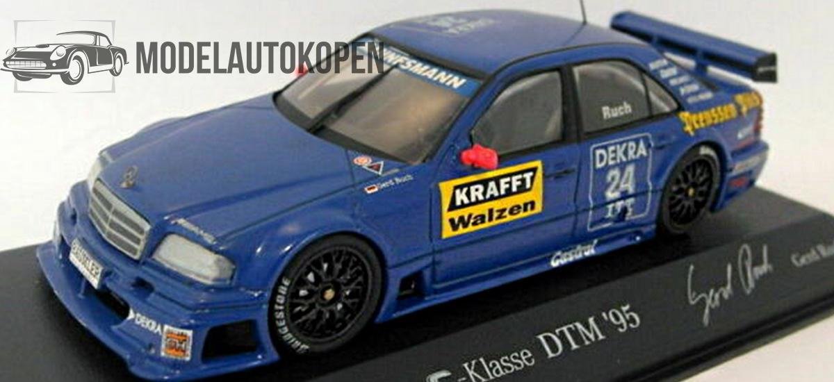 1995 Mercedes C Klasse DTM Ruch Motorsport G. Ruch (Blauw) 1/43 Minichamps - Modelauto - Schaalmodel - Model auto - Miniatuurautos - Miniatuur auto